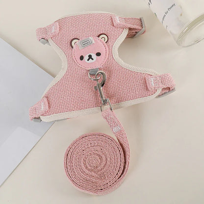 Conjunto de Arnés y Correa para Conejo, Chaleco Acolchado para Mascotas, Accesorios Lindos para Caminar al Aire Libre