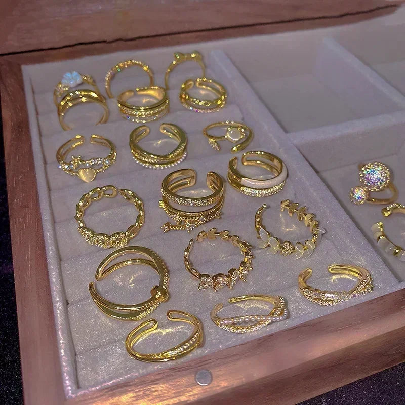 Anillos de Cadena para Mujer y Hombre - Anillo de Acero Inoxidable Bañado en Oro, Tendencia 2024