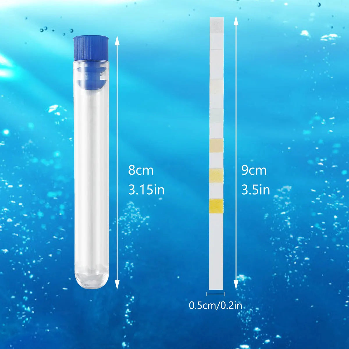 Kit de Tiras de Prueba para Acuario: 100 Piezas de Tiras de Prueba de Agua 7 en 1 para Tanques de Peces - Medidor de Calidad de Agua para Acuarios de Agua Dulce y Salada