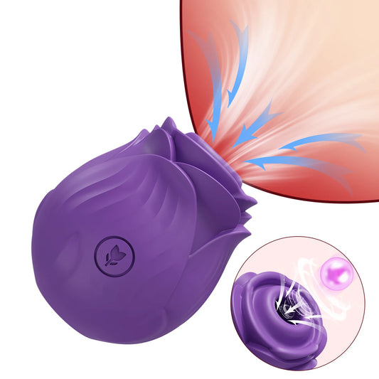 Estimulador de Succión Rose para Mujeres | Vibrador Clítoris y Pezones con 10 Modos de Succión y Carga Magnética USB