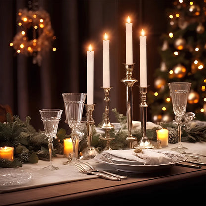 Velas Cónicas sin Llama Marfil Parpadeantes con Control Remoto de 10 Teclas, Luces LED con Mecha 3D, Velas de Ventana para Decoración Navideña, Hogar y Bodas