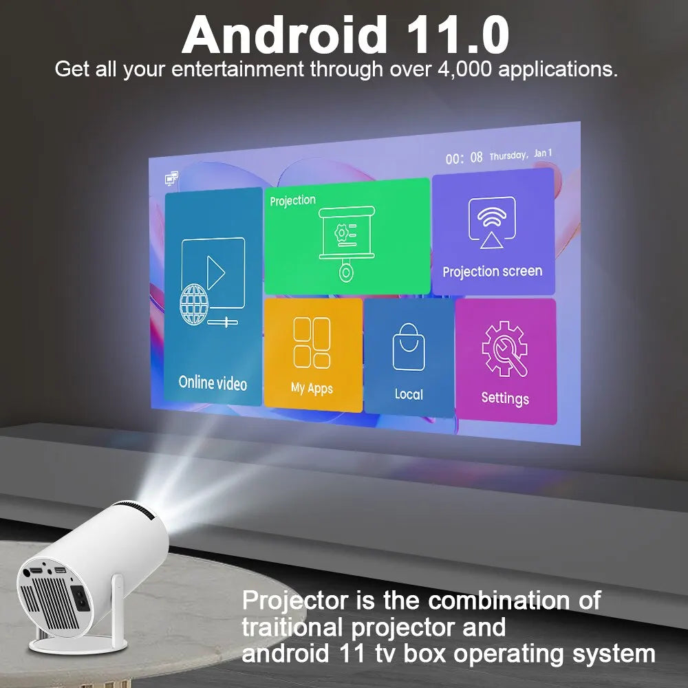 Proyector Magcubic HY300 4K Android 11 | Doble Wifi6 200 ANSI | Allwinner H713 | BT5.0 | Cine en Casa 1080P 1280x720P