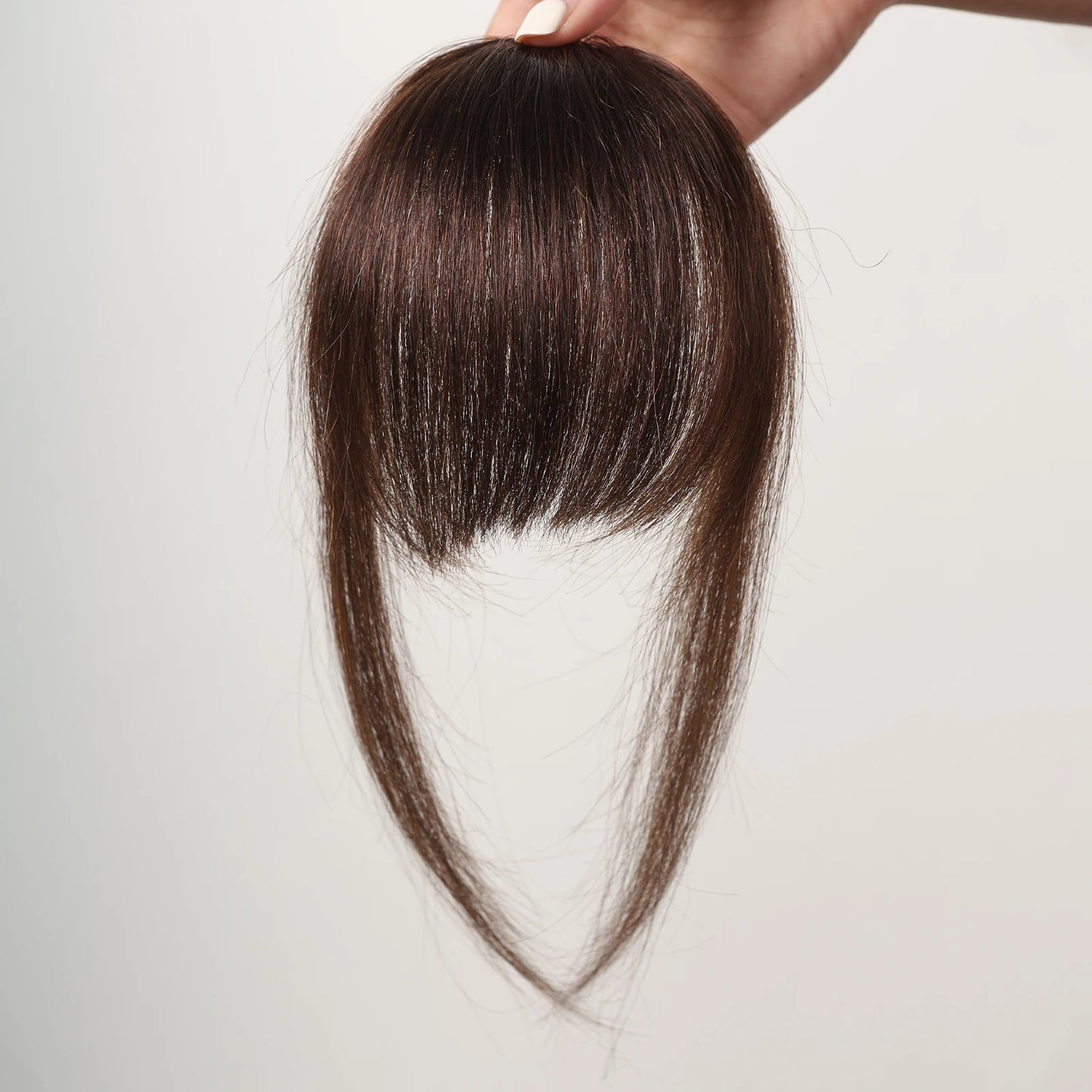 Flequillo de cabello humano 100% para mujer, pinza de pelo marrón Natural, flequillo Wispy, flequillo con patillas, postizo, 4,5 pulgadas