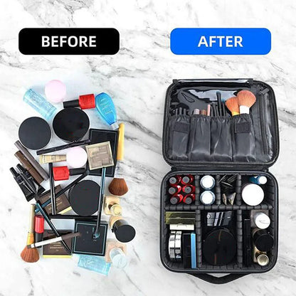 Estuche de Maquillaje Impermeable para Mujer - Organizador Profesional con Compartimentos para Brochas y Herramientas de Belleza