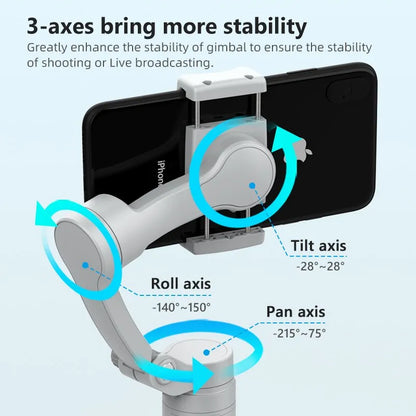 Estabilizador de 3 Ejes HQ3 para Smartphone - Grabación de Video Plegable, Estabilizador de Mano para Videos Nítidos y sin Vibraciones en iPhone y Android