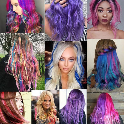 6 Piezas/Paquete Extensiones de Cabello con Clip de Colores para Fiesta, Destellos para Niñas, 22 Pulgadas, Cabello Sintético Liso
