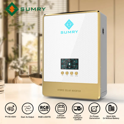 Inversor Solar Off-Grid SUMRY 24V/48V DC a 220V AC Onda Senoidal Pura con Cargador Solar MPPT 80A