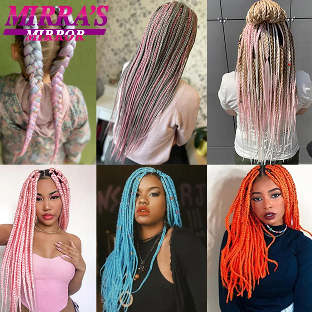 Extensiones de cabello trenzado sintético Rosa Jumbo, 28 pulgadas, amarillo, azul, verde, naranja, rojo, morado