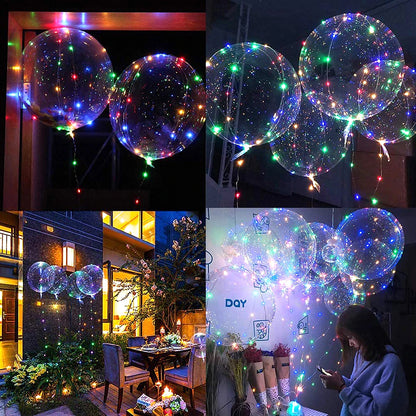 10Pcs LED Luminous Bobo Balloons con Cadena de Luces - Decoración para Fiestas, Bodas, Cumpleaños y Baby Shower