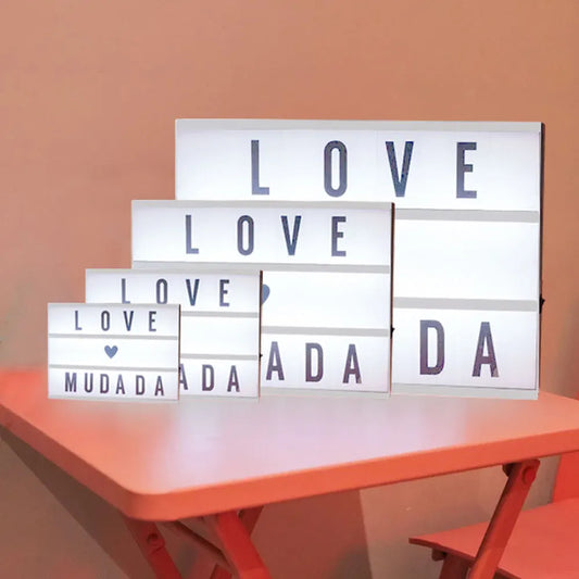 Caja de Luz LED con Letras, Tamaños A3 A4 A5 A6, Lámpara Nocturna DIY con USB o Pilas AA, Ideal para Regalo y Decoración