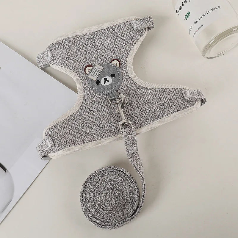 Conjunto de Arnés y Correa para Conejo, Chaleco Acolchado para Mascotas, Accesorios Lindos para Caminar al Aire Libre
