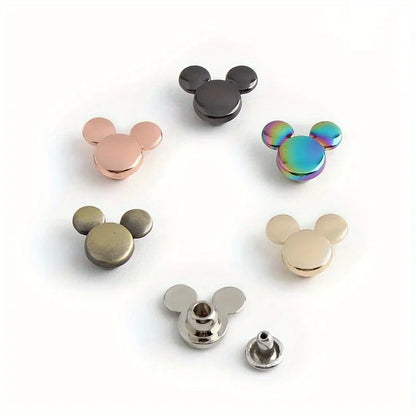 10PCS Remaches Metálicos en Forma de Ratón para DIY, Accesorios de Alta Calidad para Ropa, Carteras y Manualidades