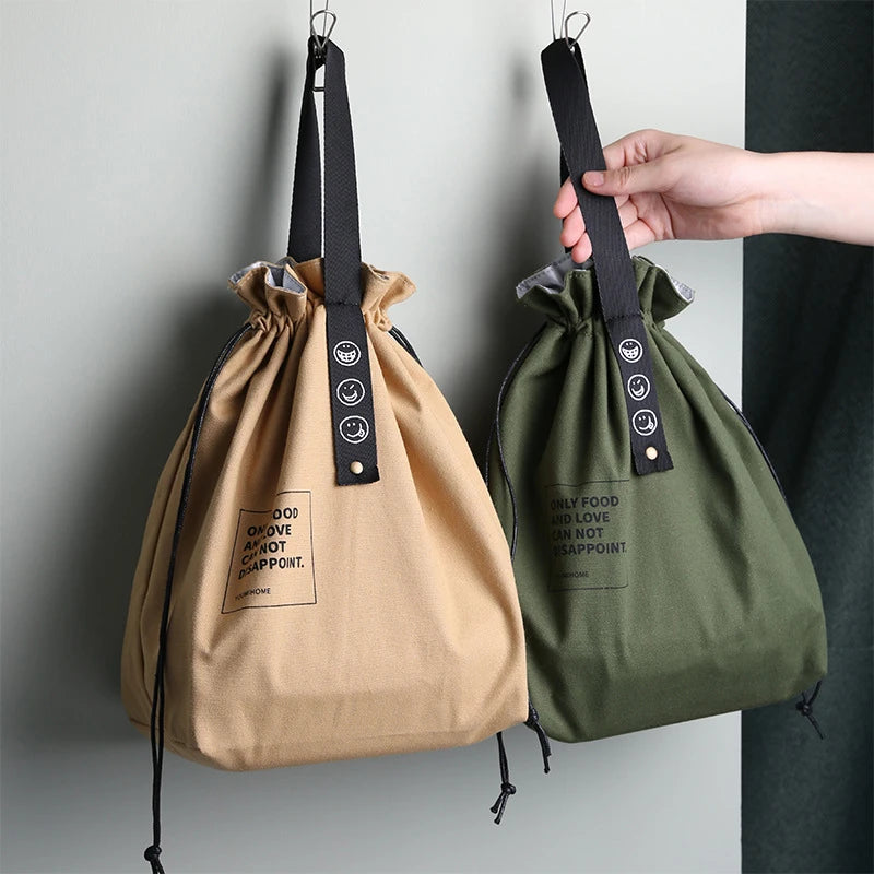 Bolsa Bento de Lona para Almuerzo, Bolsa Portátil para Picnic, Escuela y Almacenaje de Comida