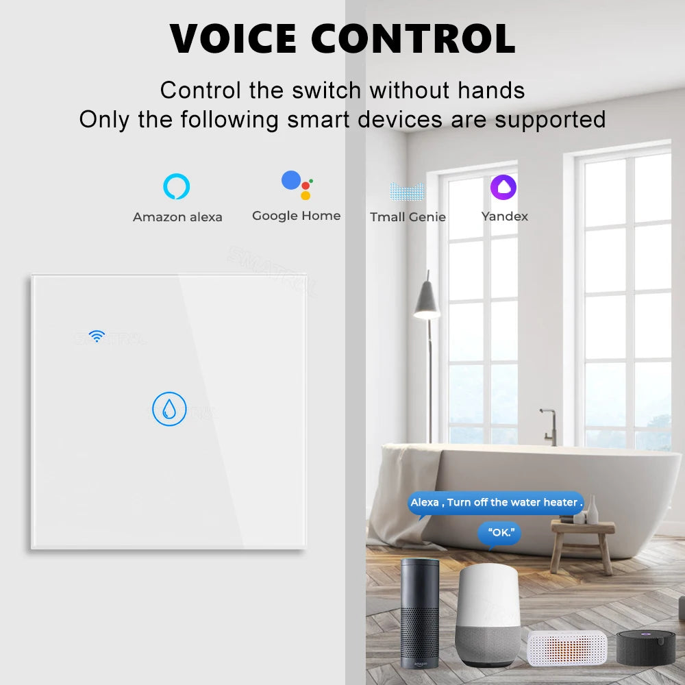 Interruptor Inteligente de Calentador de Agua Tuya 40A con WiFi y Bluetooth | Control por APP, Compatible con Alexa y Google Home