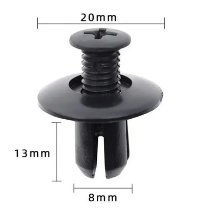 50/200 Pcs Rivetes de Expansión Plásticos Negros - Sujetadores para Parachoques y Guardabarros de Autos - 8mm Clips de Empuje