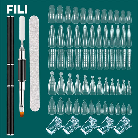 Juego de herramientas de arte de uñas, molde de construcción rápida, Kit de pinceles para uñas, formas duales, sistema de extensión de uñas con bolígrafo de uñas, Clips de Gel para forma superior
