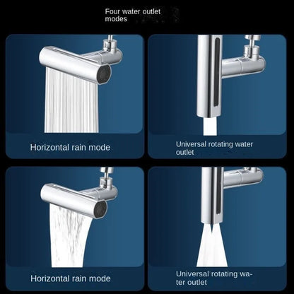 Adaptador de Grifo de Cocina con Cascada Presurizada - 4 Modos y Boquilla Giratoria 720° para Ahorro de Agua