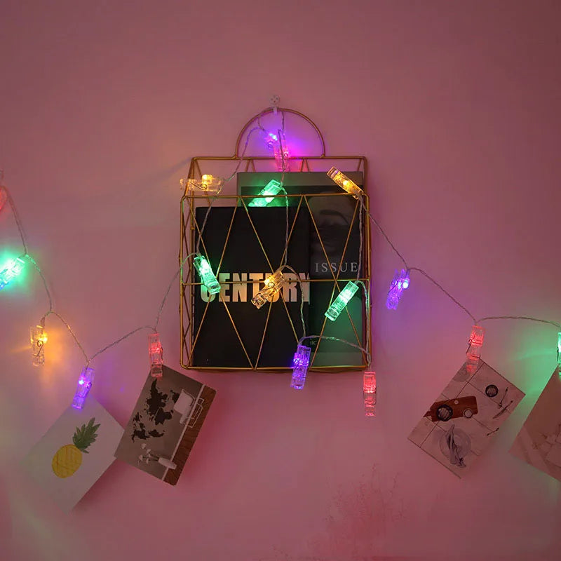 Luces LED de Cuerda con Clips para Fotos – Decoración Navideña y para Fiestas, Funciona a Batería