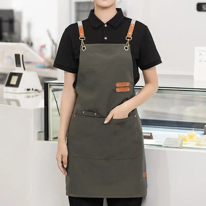 Delantal Profesional para Cocina Mujer - Impermeable con Bolsillos - Ideal para Parrillas, Taller, Camareras y Salones de Belleza