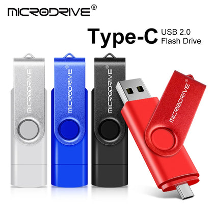 Metal OTG 2 en 1 Pen Drive USB Tipo C | 128GB, 64GB, 32GB, 16GB | Memoria USB Flash con Conector Micro-USB | Alta Velocidad y Durabilidad | Memoria Portátil