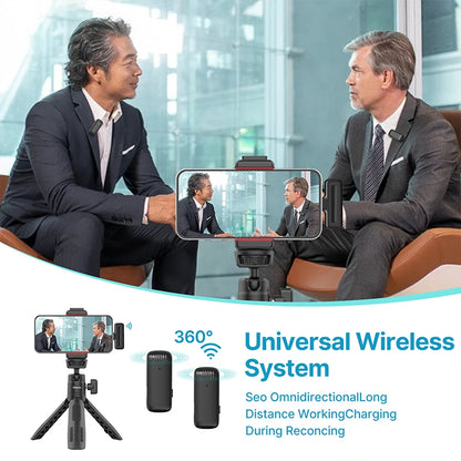 Sistema de Micrófono Inalámbrico Ulanzi J12 para Grabación de Audio y Video, Micrófono Mini Lavalier para iPhone, Android y Transmisiones en Vivo