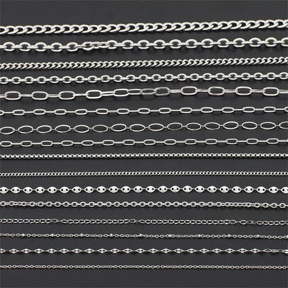Cadena de Acero Inoxidable de 1m con Cruces y Eslabones O para Hombres y Mujeres - Joyería DIY, Pulsera y Collar de Color Plateado, Choker Punk