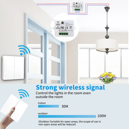Interruptor de Luz Inalámbrico Inteligente 433mhz para Hogar, Control Remoto Sin Batería, Botón de Pared, Set de Mejoras para el Hogar