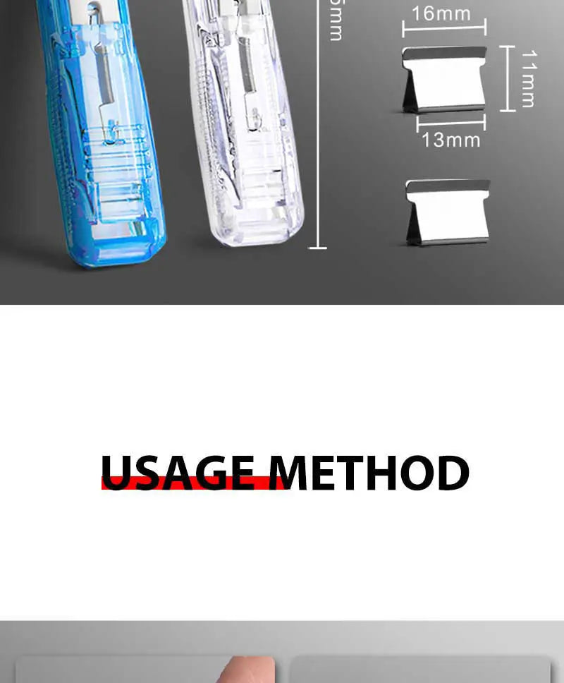 Grapadora de empuje de abrazadera de mano reutilizable sin huellas, Archivo de Libros de papel, carpeta de estudiantes de oficina, herramientas de encuadernación, accesorios de suministros