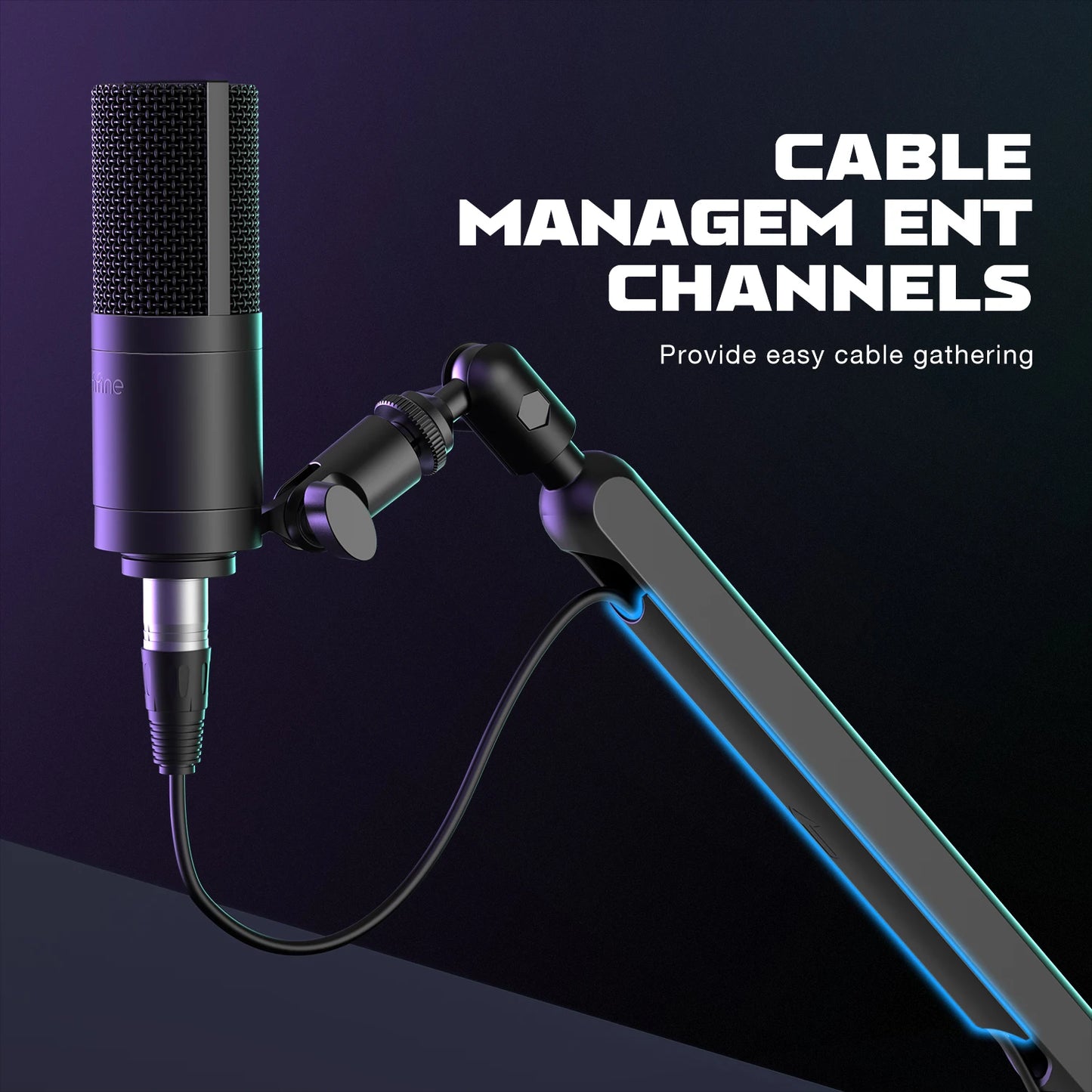 Soporte de Micrófono Ajustable de Bajo Perfil FIFINE con Gestión de Cables/Montaje en Escritorio, Brazo de Suspensión para K688 Ampligame AM8-BM88