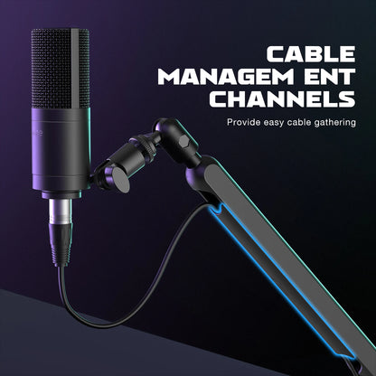 Soporte de Micrófono Ajustable de Bajo Perfil FIFINE con Gestión de Cables/Montaje en Escritorio, Brazo de Suspensión para K688 Ampligame AM8-BM88