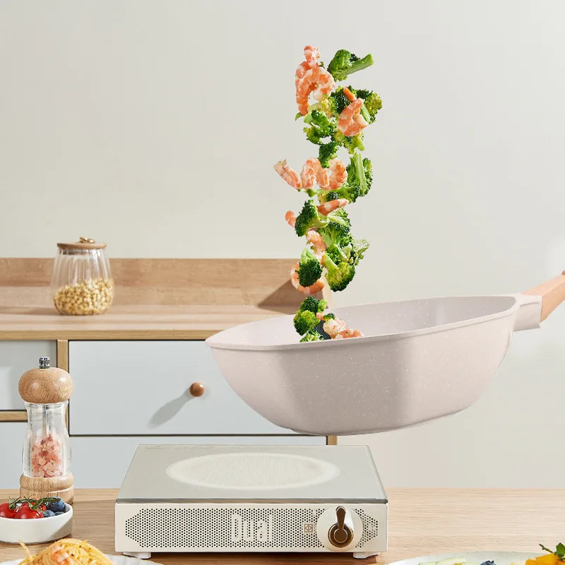 Sartén antiadherente octogonal para el hogar, olla para Wok, ollas de cocina para bistec de huevo, estufa de Gas, cocina Universal de inducción, sartén antiadherente