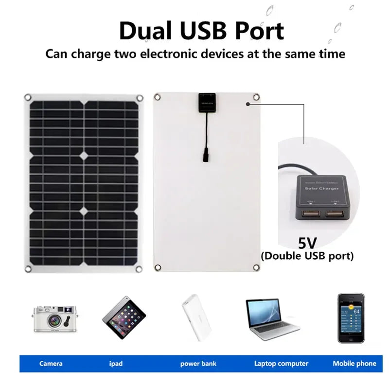 Panel Solar de 40W-1200W con Controlador de Carga y Puertos USB - Ideal para Camping y Actividades al Aire Libre