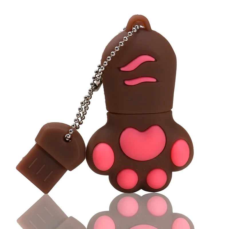 Pata de Gato USB Flash Drive | 64GB, 32GB, 16GB, 8GB | Pendrive Colorido y Portátil con Llavero Gratis | Memoria de Alta Velocidad y Durabilidad | U Disk Rojo y Azul"