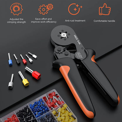 Kit de Herramientas para Crimpar Terminales de Tubo - Alicates HSC8 6-4 y HSC8 6-6 para Electricistas (0.25-10mm², AWG 23-7)