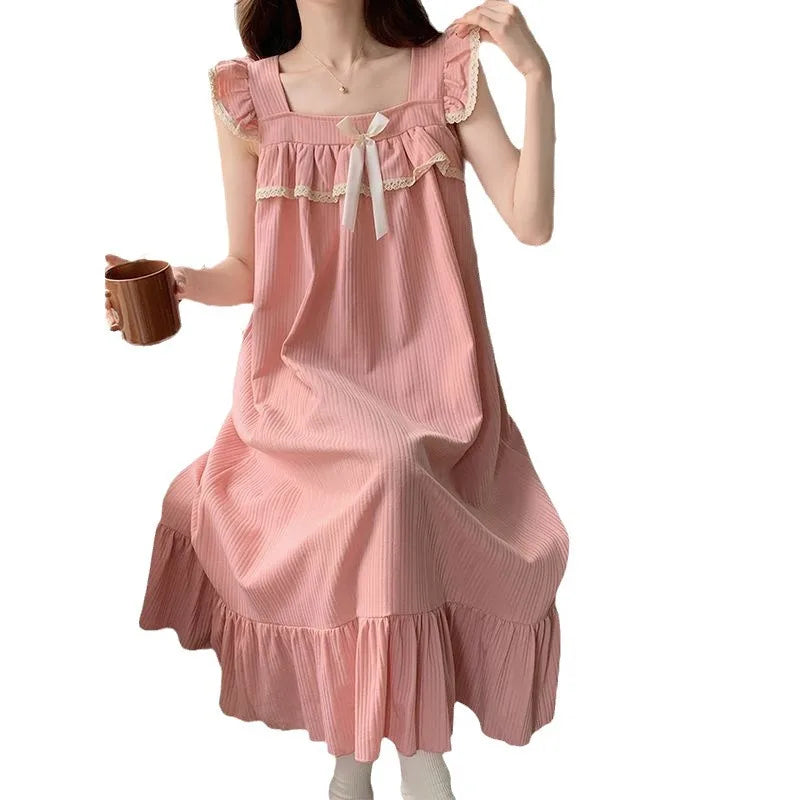 Camisón con cojín para mujer, ropa de casa de verano, dulce viento de princesa, sección larga, se puede usar fuera