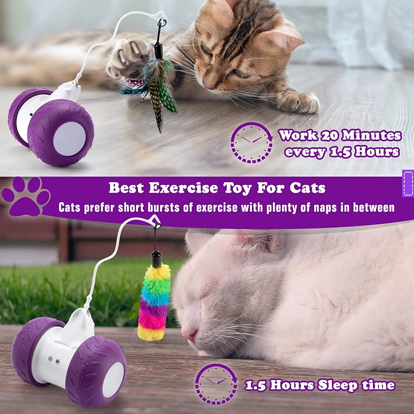 Juguetes para Gatos Interactivos ATUBAN, Juguetes Eléctricos Robóticos para Gatos, Juguete Automático para Ejercicio, Caza y Entretenimiento de Mascotas