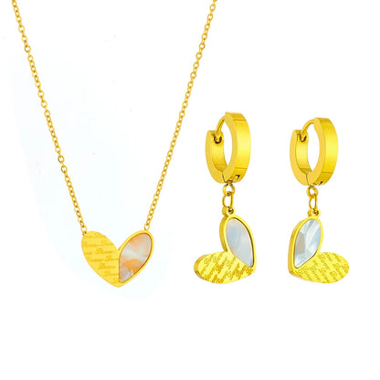 DIEYURO-collar con colgante de corazón de acero inoxidable 316L para mujer y niña, aretes con letras de amor, gargantilla de moda, conjunto de joyería, regalos