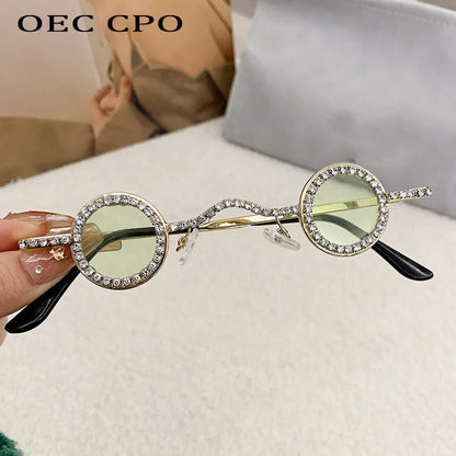 Gafas de Sol Redondas con Diamantes de Imitación para Hombre y Mujer | Lentes de Sol de Lujo UV400 Diseño Punk