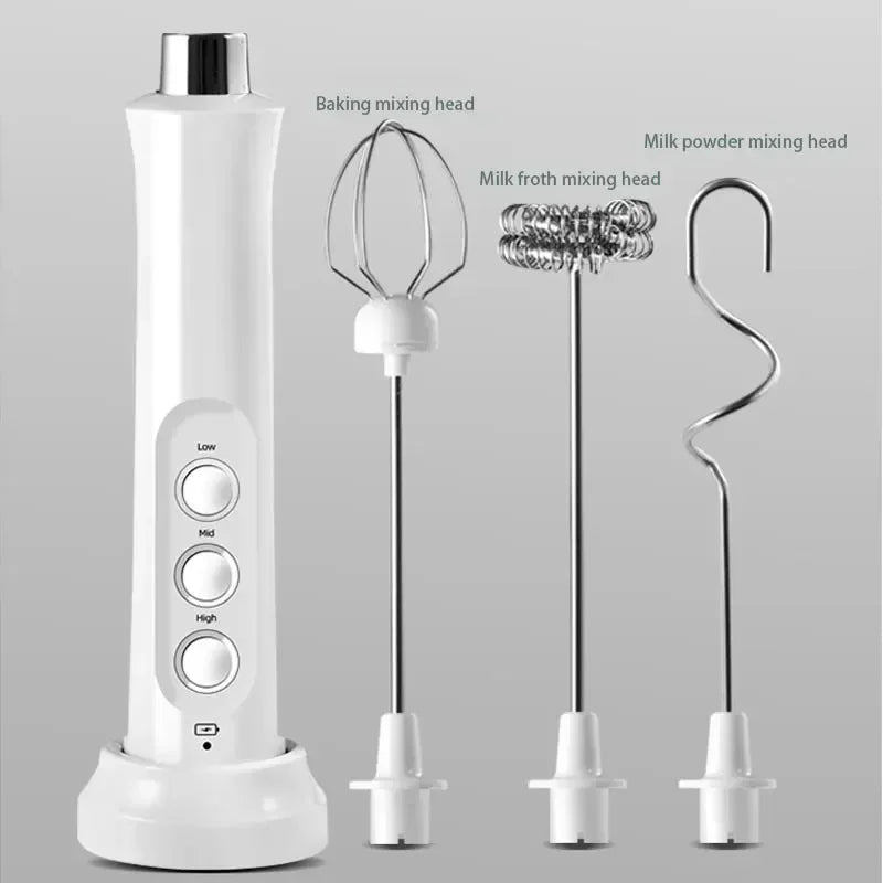 Espumador de Leche Eléctrico USB Recargable Inalámbrico - Batidor de Mano con 3 Velocidades para Latte, Cappuccino y Chocolate Caliente