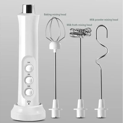 Espumador de Leche Eléctrico USB Recargable Inalámbrico - Batidor de Mano con 3 Velocidades para Latte, Cappuccino y Chocolate Caliente