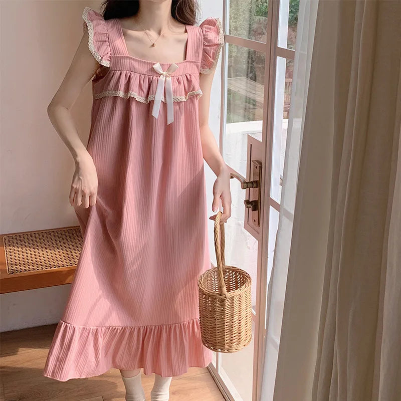 Camisón con cojín para mujer, ropa de casa de verano, dulce viento de princesa, sección larga, se puede usar fuera