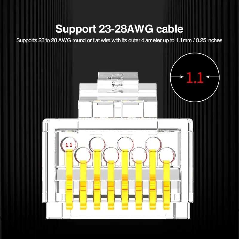 Conector RJ45 Cat6 de NASTAKO - 20/50/100 Unidades de Conectores Modulares 8P8C para Cable Ethernet CAT6 Cat5e con Tapones RJ45 de 6.5mm