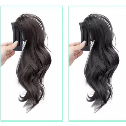 Peluca rizada de cola de caballo alta para mujer, de 30cm, cabello largo, Clip de tiburón trenzado, fuente de cascada, moda