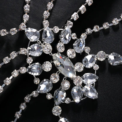 Collar de cadena bohemio nupcial de cristal, accesorios de lencería y joyería corporal, chal de cuentas para bodas y eventos