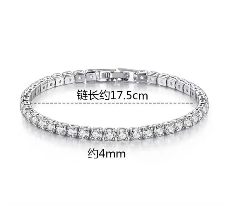 Pulsera de moissanita auténtica de 3/3, 5/4/5mm, de plata de ley S925 brillante, joyería de diamantes para fiesta de boda de lujo