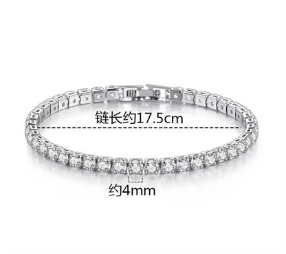 Pulsera de moissanita auténtica de 3/3, 5/4/5mm, de plata de ley S925 brillante, joyería de diamantes para fiesta de boda de lujo