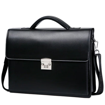 Maletín de Negocios con Cerradura de Contraseña para Hombre – Maletín Ejecutivo de Cuero PU, Bolso de Hombro de Lujo, Maletín para Laptop