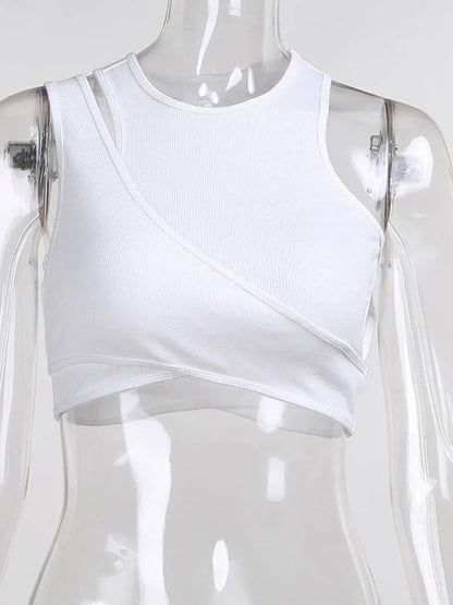 Top Asimétrico de Mujer Estilo Streetwear | Conjunto de 2 Piezas, Crop Top Casual de Verano
