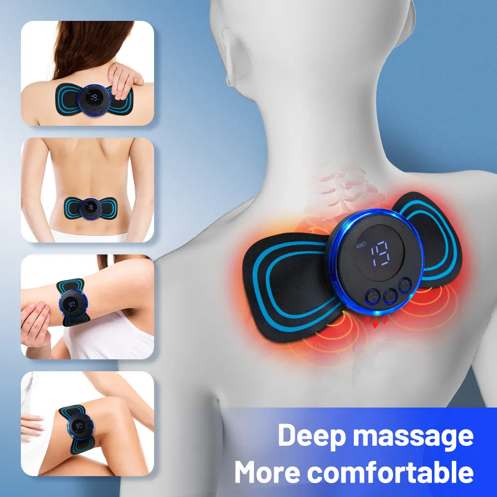 Masajeador de Cuello con Estimulador Muscular EMS - Almohadillas de Masaje de Pulso de Baja Frecuencia para Alivio del Dolor y Relajación
