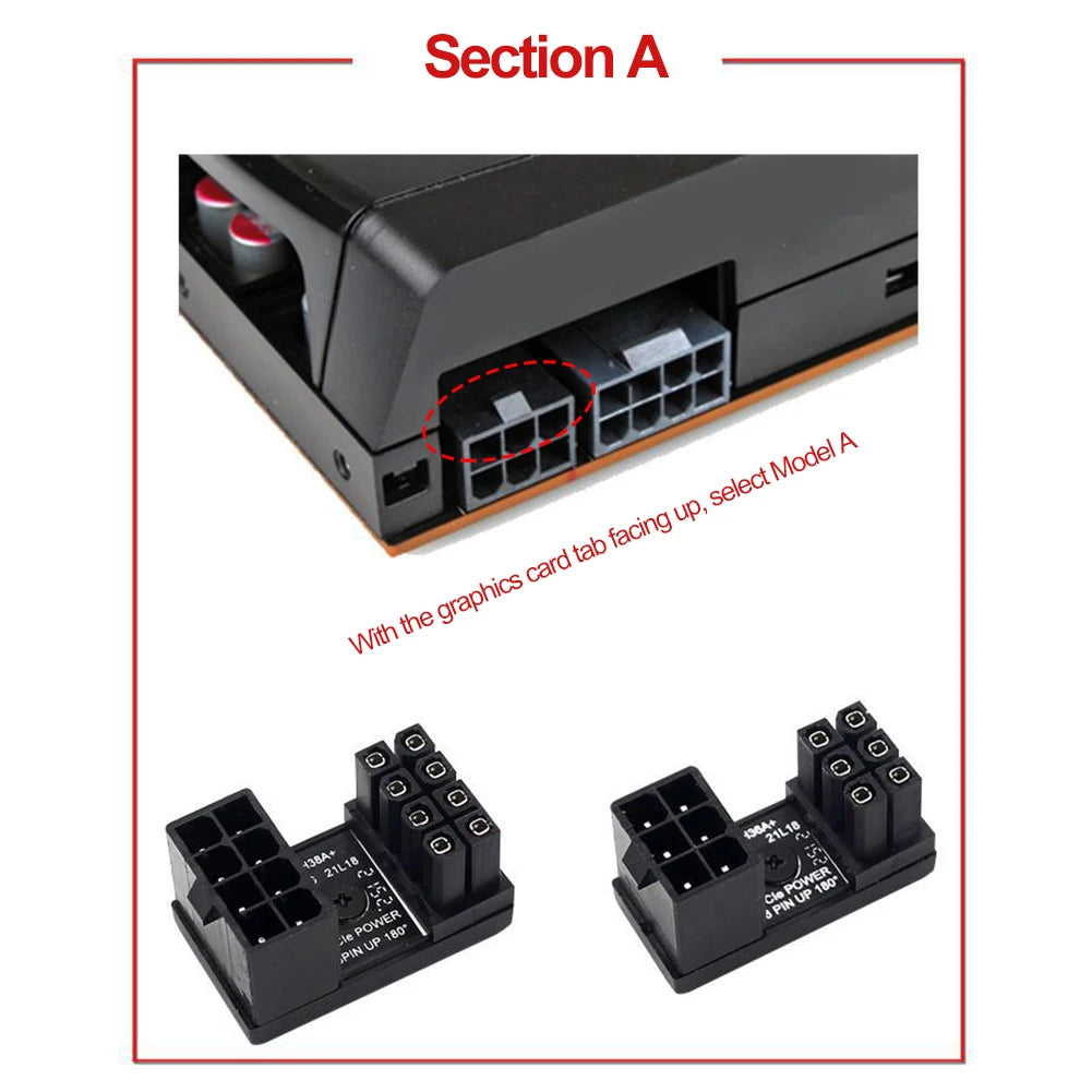 Nuevo Adaptador de Potencia ATX 8 Pin 6 Pin a 90/180 Grados Conector de Cable de Suministro de Energía para Placa Madre y GPU DIY
